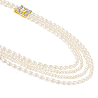 Mahi Elegant 4-Layer Dulha Mala for Groom with White Artificial Pearls & Crystals Traditional Wedding Necklace for Men | Sherwani Mala Jewelry (ML1103873GWhi)