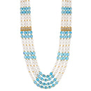 Mahi 4 Layers Blue and White Artificial Beads Base Groom / Dulha Mala Moti Haar Necklace for Men (ML1108106GBlu)