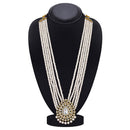 Mahi White Crystals and Artificial Beads Sherwani Multiplayer Moti Dulha Mala Haar Necklace for Men (ML1108108GWhi)