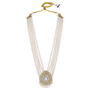 Mahi White Crystals and Artificial Beads Sherwani Multiplayer Moti Dulha Mala Haar Necklace for Men (ML1108108GWhi)