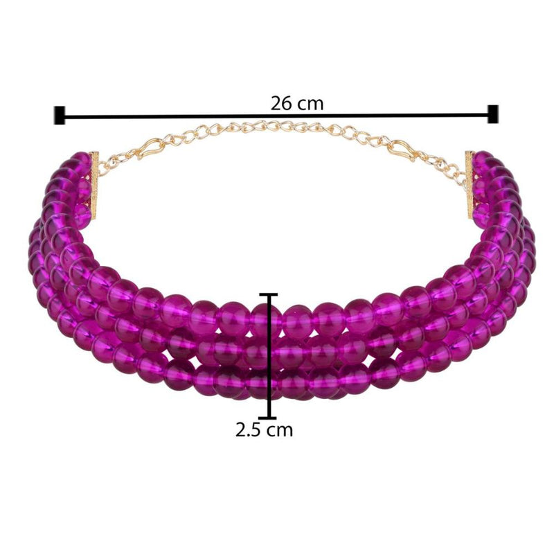 Etnico Gold Plated Multistrand Pearl Choker Necklace For Women (ML251Wi)