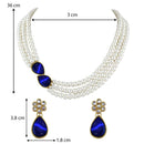 Etnico Gold Plated Traditional Stone Studded Pearl Choker Necklace Jewellery Set For Women/Girls (ML315Bl)