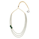 Etnico Gold Plated Traditional Stone Studded Pearl Long Necklace Jewellery Set For Women/Girls (ML315G)