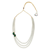Etnico Gold Plated Traditional Stone Studded Pearl Long Necklace Jewellery Set For Women/Girls (ML315G)