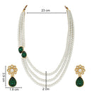 Etnico Gold Plated Traditional Stone Studded Pearl Long Necklace Jewellery Set For Women/Girls (ML315G)