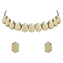 Etnico Glamorous Fashionable Eye-Catching Cream Beaded Choker and Earrings Set For Women/Girls (ML318Cr)