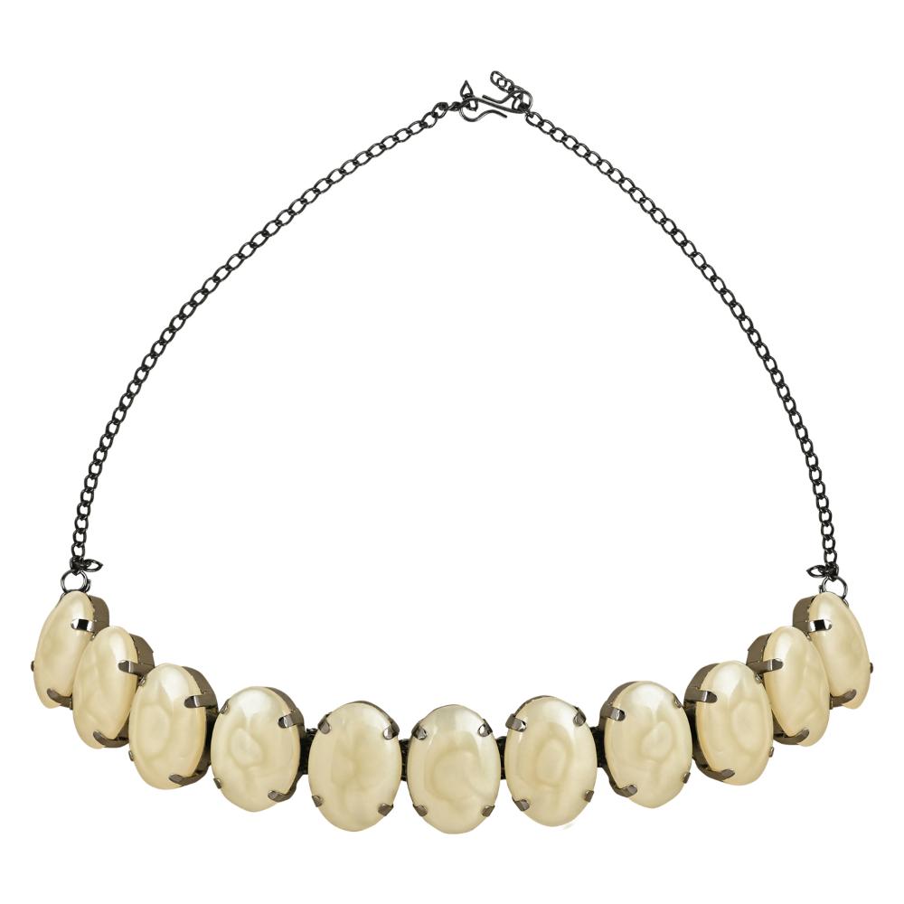 Etnico Glamorous Fashionable Eye-Catching Cream Beaded Choker and Earrings Set For Women/Girls (ML318Cr)