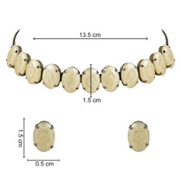 Etnico Glamorous Fashionable Eye-Catching Cream Beaded Choker and Earrings Set For Women/Girls (ML318Cr)