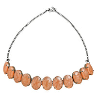 Etnico Glamorous Fashionable Eye-Catching Peach Beaded Choker and Earrings Set For Women/Girls (ML318Pe)