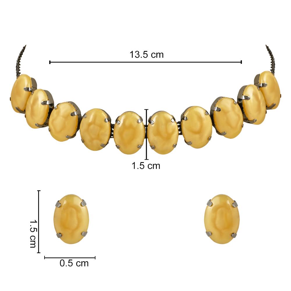Etnico Glamorous Fashionable Eye-Catching Yellow Beaded Choker and Earrings Set For Women/Girls (ML318Y)
