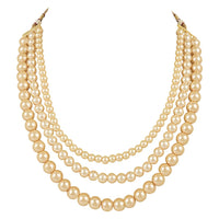 Etnico Gold Plated Traditional Multi Strand Long Pearl Necklace Jewellery Women/Girls (ML323FL)