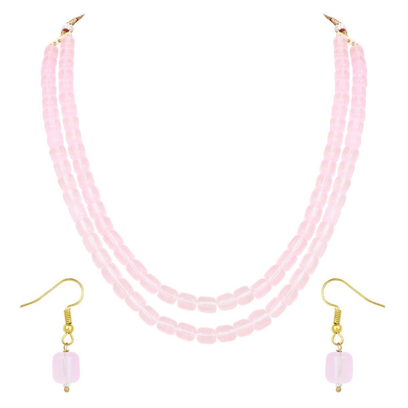 Etnico Stylish Multi Layer Pearl Necklace Jewellery Set with Earrings for Women and Girls (ML328Pi)