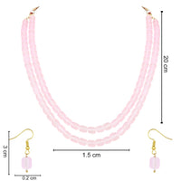 Etnico Stylish Multi Layer Pearl Necklace Jewellery Set with Earrings for Women and Girls (ML328Pi)