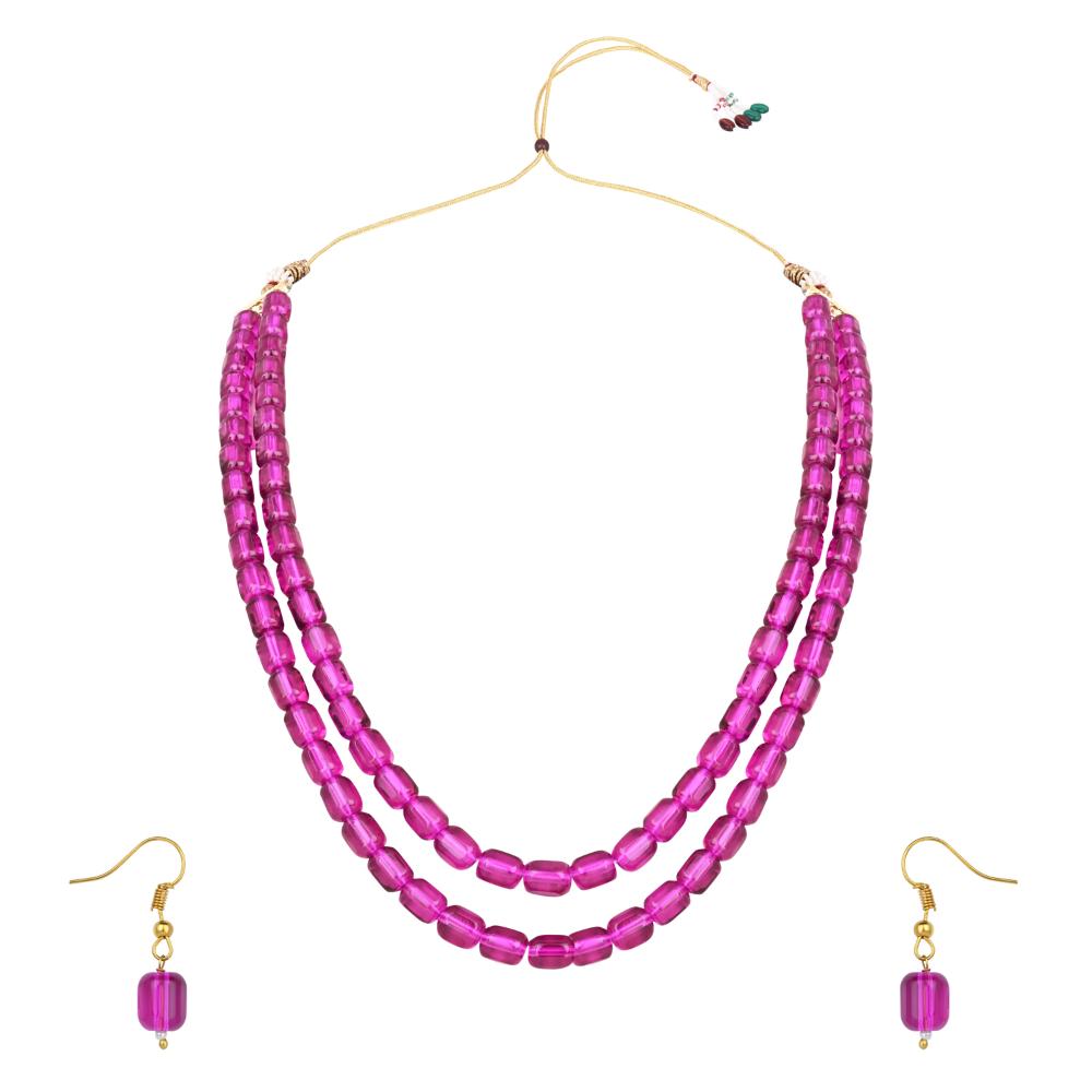 Etnico Stylish Multi Layer Pearl Necklace Jewellery Set with Earrings for Women and Girls (ML328Wi)
