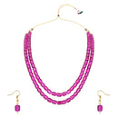 Etnico Stylish Multi Layer Pearl Necklace Jewellery Set with Earrings for Women and Girls (ML328Wi)