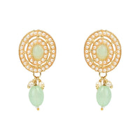 Etnico Traditional Handcrafted Pearl Necklace Jewellery Set With Earrings & Maang Tikka Set For Women And Girls (Mint)