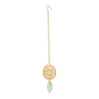 Etnico Traditional Handcrafted Pearl Necklace Jewellery Set With Earrings & Maang Tikka Set For Women And Girls (Mint)