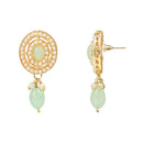 Etnico Traditional Handcrafted Pearl Necklace Jewellery Set With Earrings & Maang Tikka Set For Women And Girls (Mint)