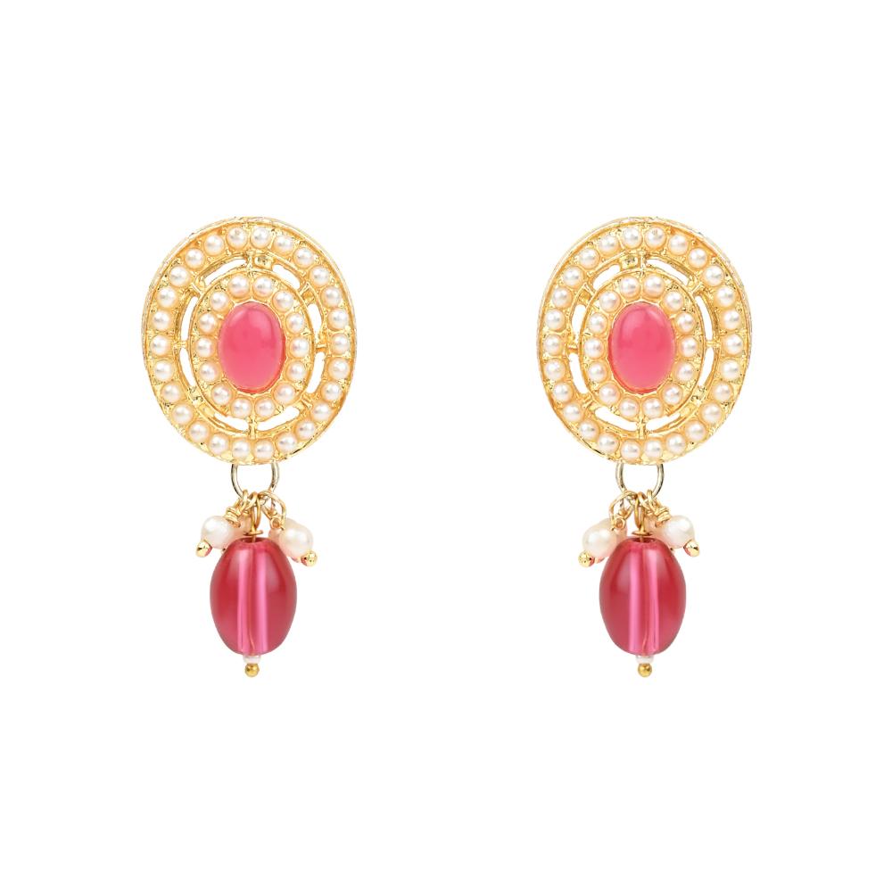 Etnico Traditional Handcrafted Pearl Necklace Jewellery Set With Earrings & Maang Tikka Set For Women And Girls (ML329Pi)