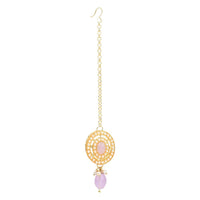 Etnico Traditional Handcrafted Pearl Necklace Jewellery Set With Earring & Maang Tikka For Women And Girls (ML329Pu)