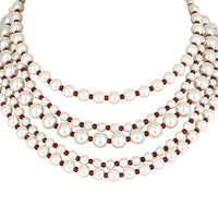 Etnico Latest Fashion Stylish Multi Layered Pearl Beads Necklace Jewellery Set For Women (ML338M)