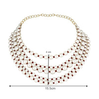 Etnico Latest Fashion Stylish Multi Layered Pearl Beads Necklace Jewellery Set For Women (ML338M)