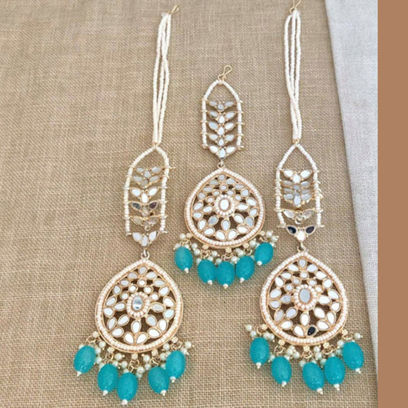 Darshana Jewels Mirror  Kanchain Earrings With Mangtikka