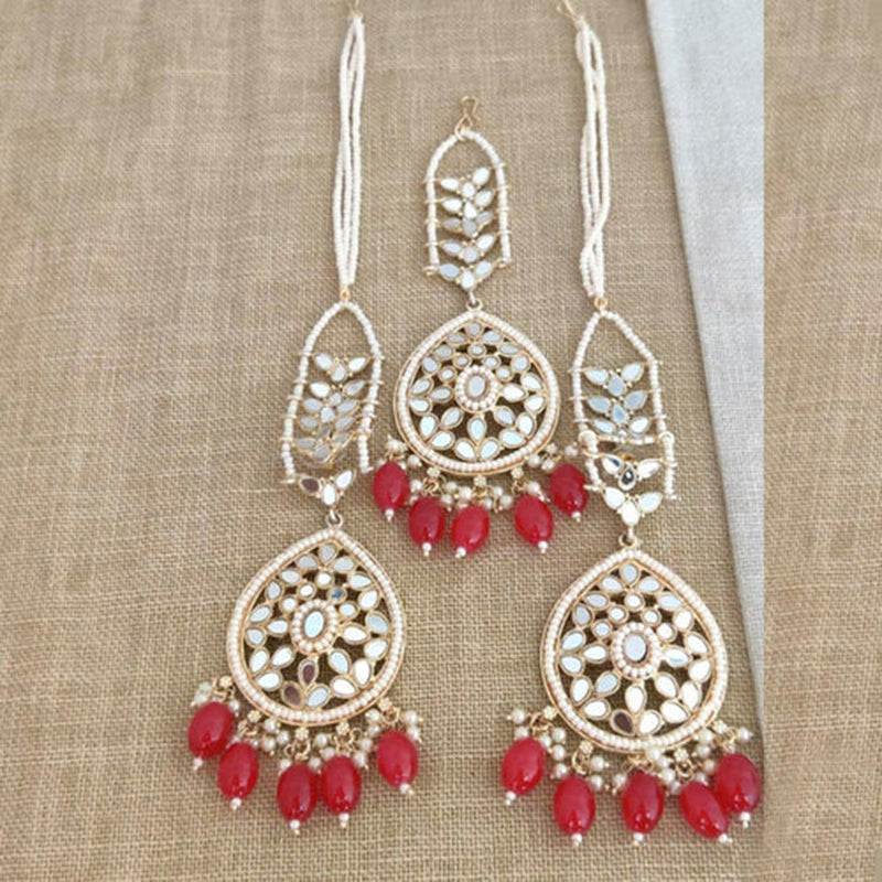 Darshana Jewels Mirror  Kanchain Earrings With Mangtikka