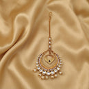 Js Fashion  Fancy Design Clustered Pearl High Gold Polish Antique Maang Tikka
