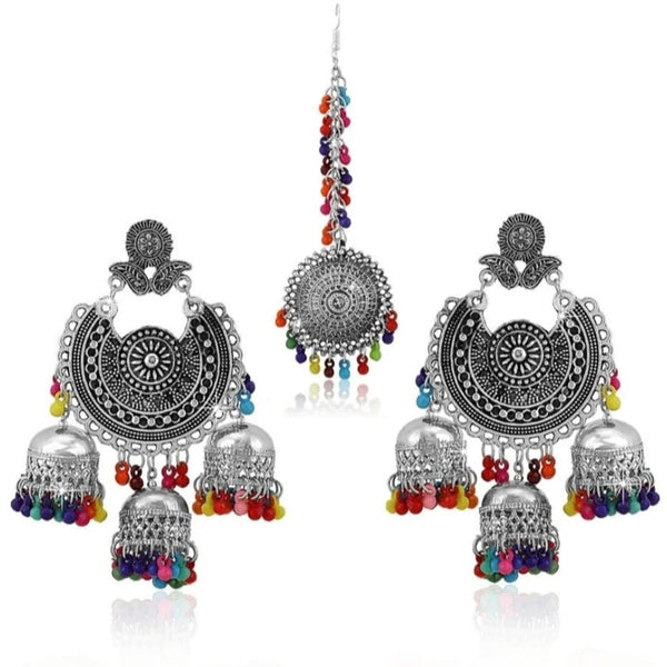 Subhag Alankar Multicolor Brass Jewel Set With Mangtika