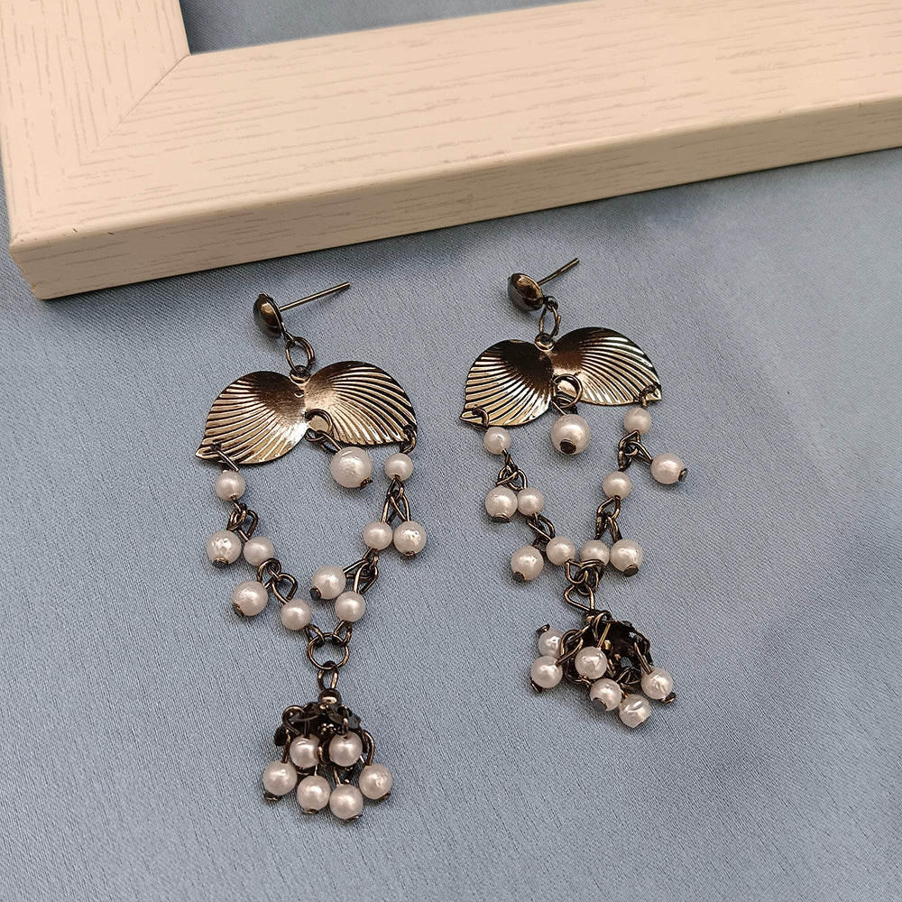 Viky Black Plated Dangler Earrings