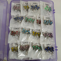 Urthn Black Plating Stylish Pota Stone And Beads Butterfly Studs Earrings 