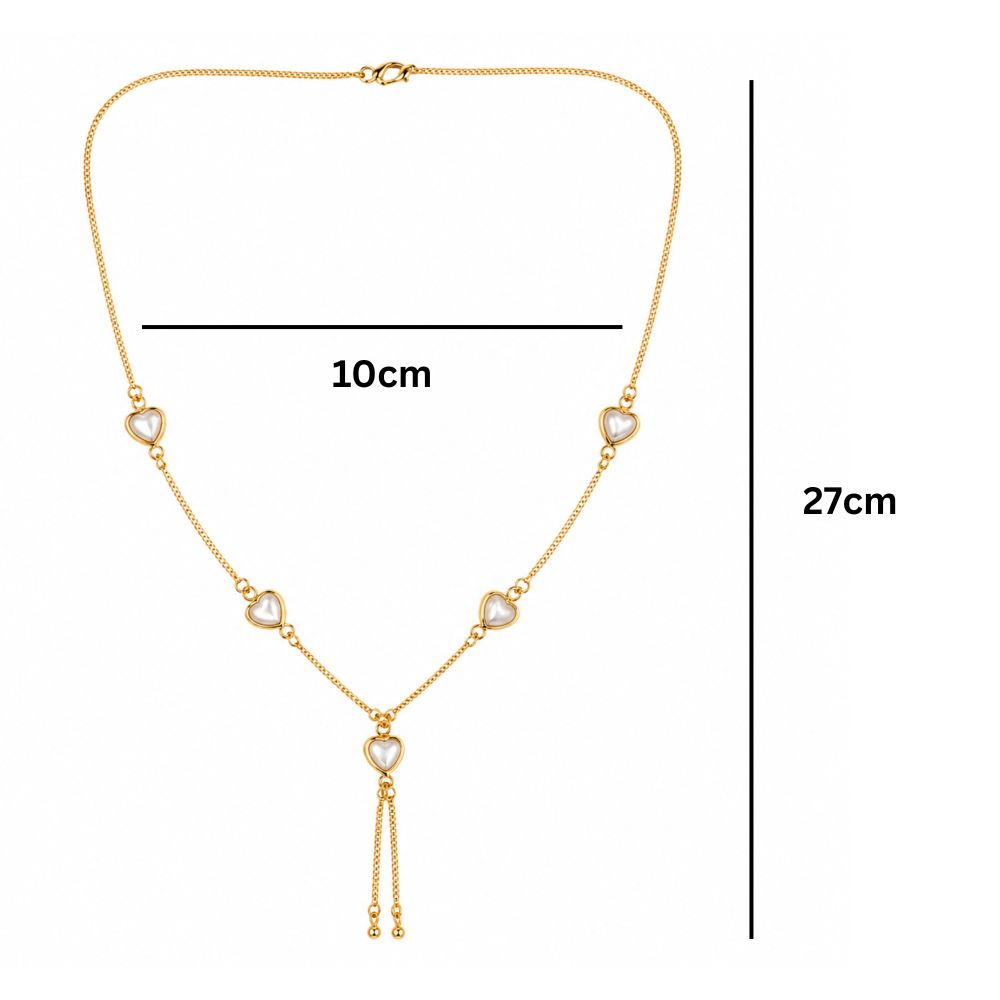 EtnicoFashion Gold Plated Heart Lariat Chain Necklace for Women Stylish Trendy Long Necklace (N008W)