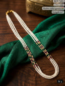 LAFZ Elegant 4-Line White Bead Mala Necklace “ 20" Lenght  Festal Kantha Mala