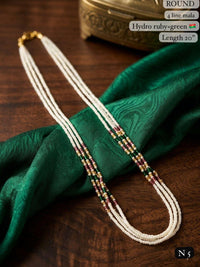 LAFZ Elegant 4-Line White Bead Mala Necklace “ 20" Lenght  Festal Kantha Mala