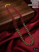 LAFZ Elegant 3-Line Maroon & Green Bead Mala Necklace – 20" Lenght  Festal Kantha Mala