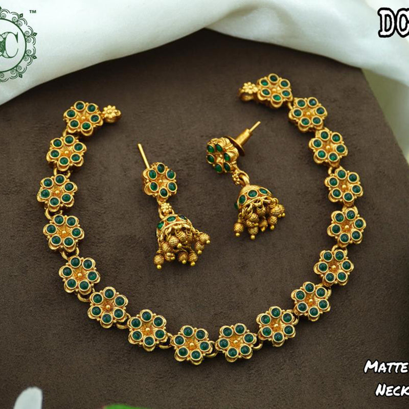 Diksha Collection Gold Plated Pota Necklace Set