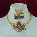 Diksha Collection Gold Plated Temple Pota Stone Necklace Set