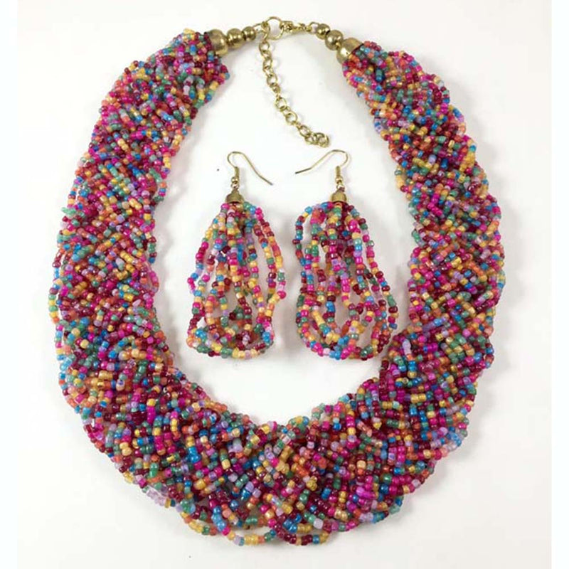 Multi Seed Bead Set Necklace Set