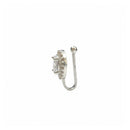 Etnico Clip On Non Piercing Pressing Type Stone Nose Pin, Nose Pin Stud For Women (Silver)
