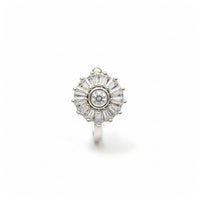 Etnico Gold Plated Clip On Non Piercing Pressing Type Stone Nose Pin, Stud For Women (Silver)