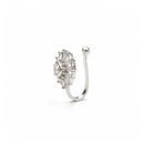 Etnico Gold Plated Clip On Non Piercing Pressing Type Stone Nose Pin, Stud For Women (Silver)