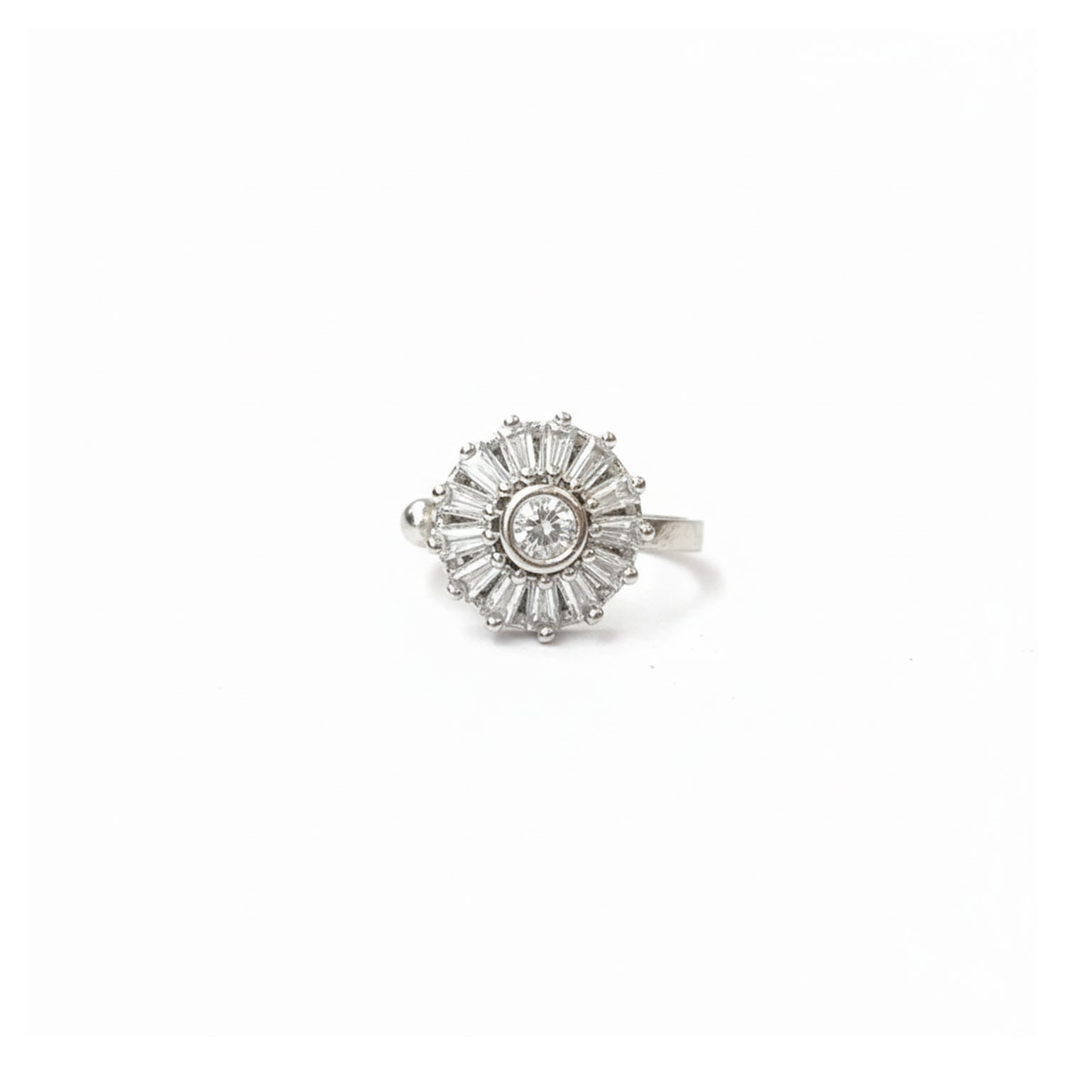 Etnico Gold Plated Clip On Non Piercing Pressing Type Stone Nose Pin, Stud For Women (Silver)