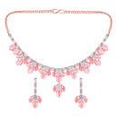 Mahi Rose Gold Plated Pink and White Cubic Zirconia (CZ) Floral Women's Necklace Set (NL1103815ZPin)