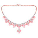 Mahi Rose Gold Plated Pink and White Cubic Zirconia (CZ) Floral Women's Necklace Set (NL1103815ZPin)