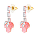 Mahi Rose Gold Plated Pink and White Cubic Zirconia (CZ) Floral Women's Necklace Set (NL1103815ZPin)