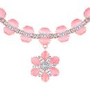 Mahi Rose Gold Plated Pink and White Cubic Zirconia (CZ) Floral Women's Necklace Set (NL1103816ZPin)