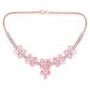 Mahi Rose Gold Plated Pink and White Cubic Zirconia (CZ) Floral Women's Necklace Set (NL1103819ZPin)