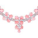 Mahi Rose Gold Plated Pink and White Cubic Zirconia (CZ) Floral Women's Necklace Set (NL1103819ZPin)