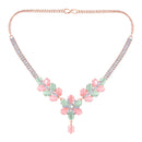 Mahi Rosegold Plated Multicolor Cubic Zirconia (CZ) Floral Women's Necklace Set (NL1103821ZMul)